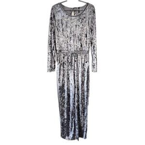 Edista Los Angeles Grey Crushed Velvet Jumpsuit Size Large